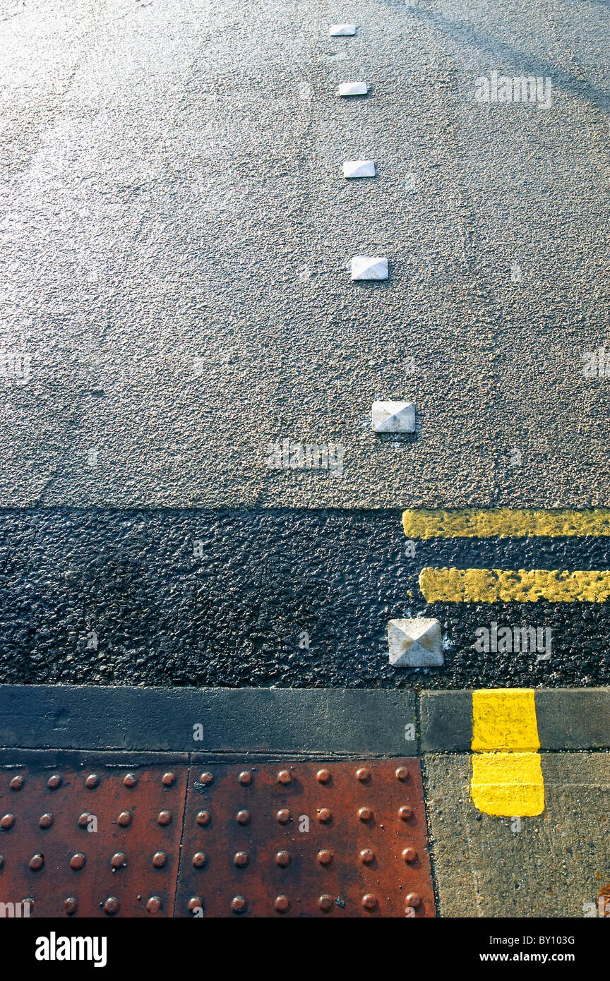 Road marking with feature for blind people at pedestrian crossing. UK Stock Photo Alamy