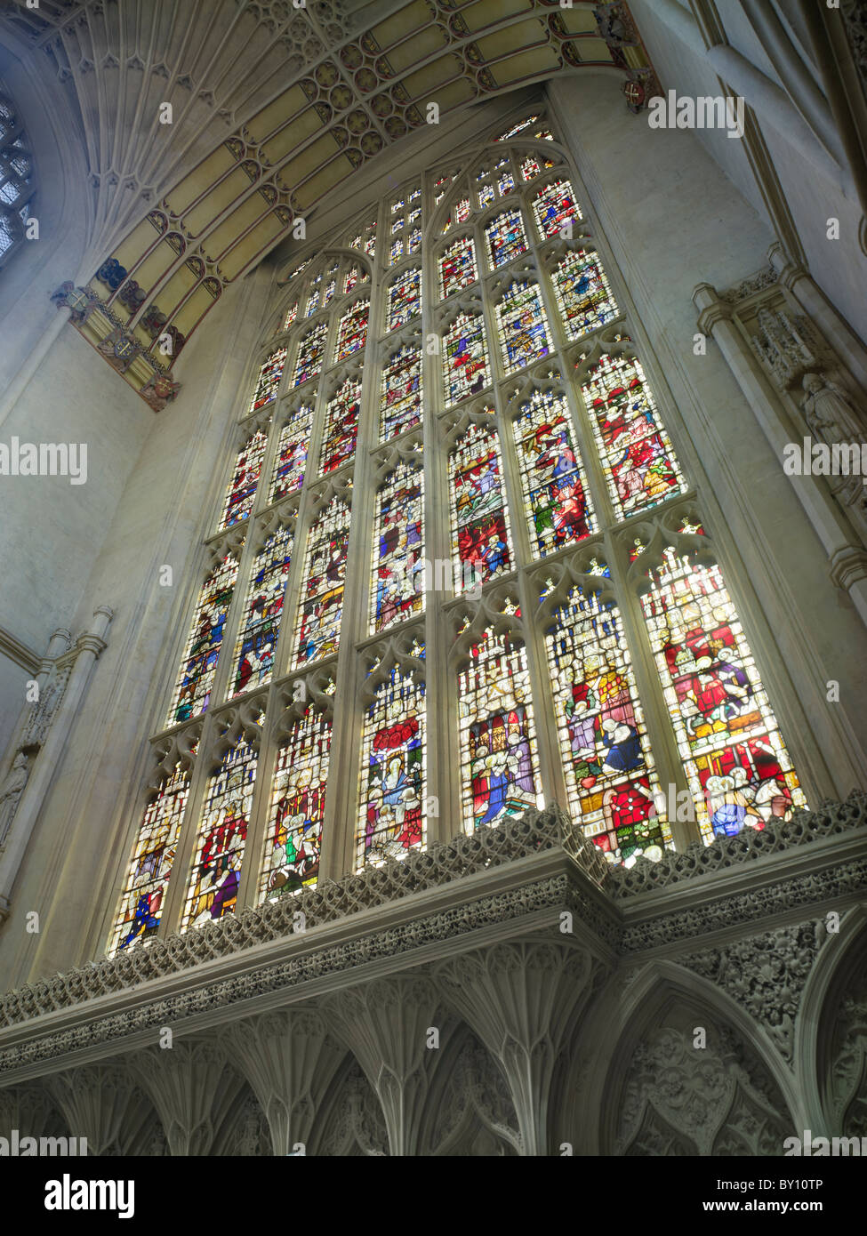 Bath Abbey, east window Stock Photo