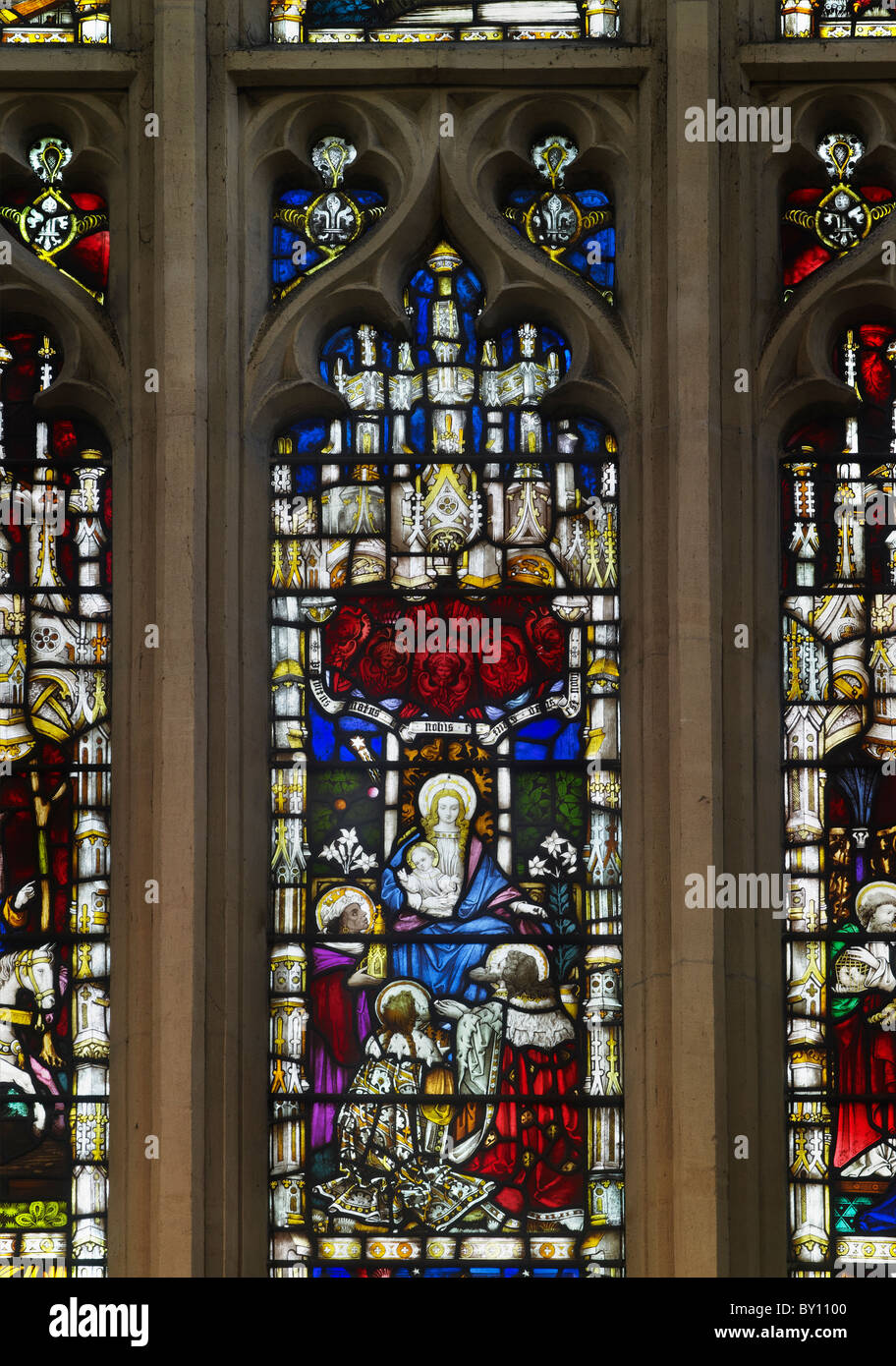 Bath Abbey, Nativity window Stock Photo