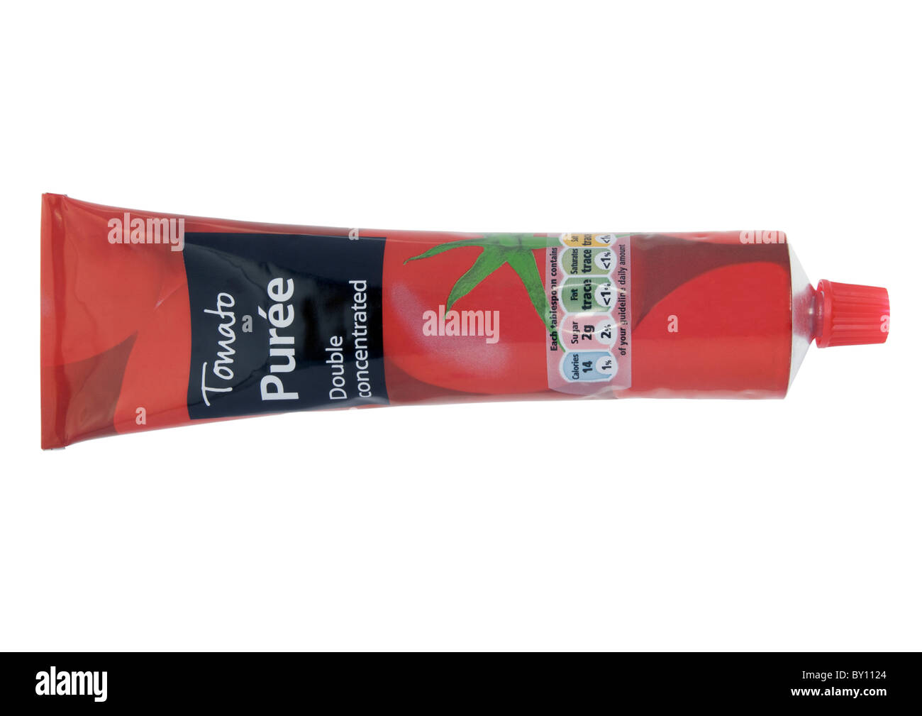Tube of tomato puree on white background Stock Photo