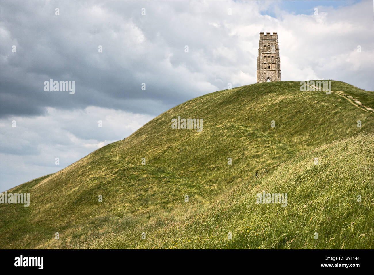 St. Michaels Tower on the summit of Glastonbury Tor in Somerset England Stock Photo