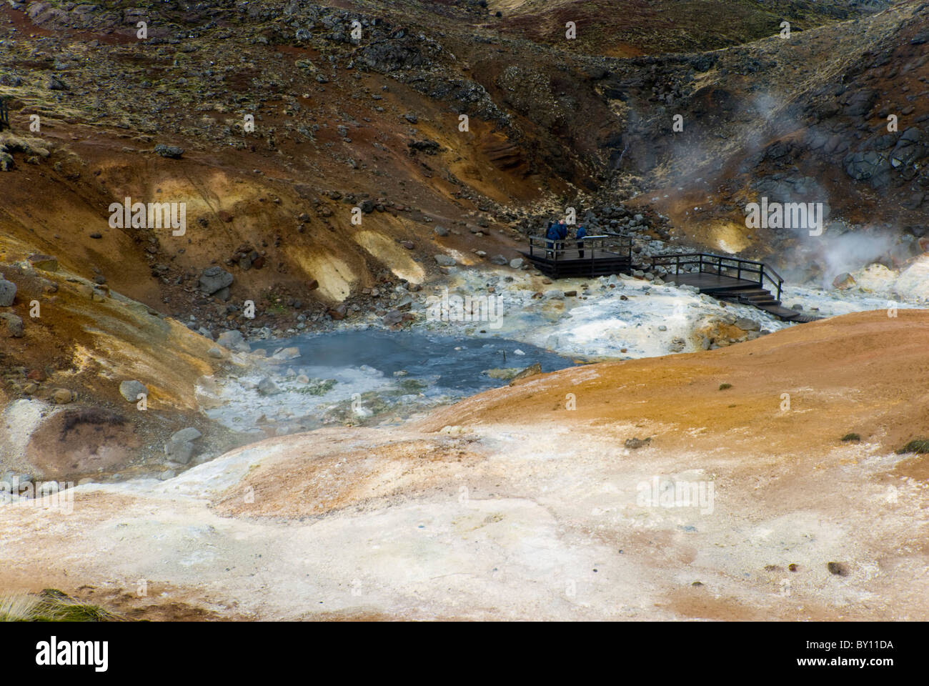 Krísuvík, Geothermal spring rich on sulfur compound, Iceland Stock Photo