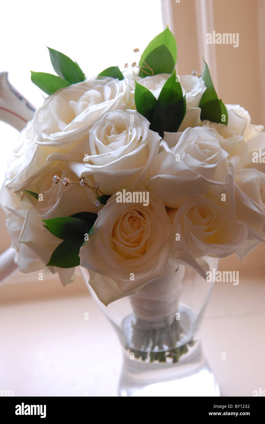 A Bride's wedding day bouquet Stock Photo