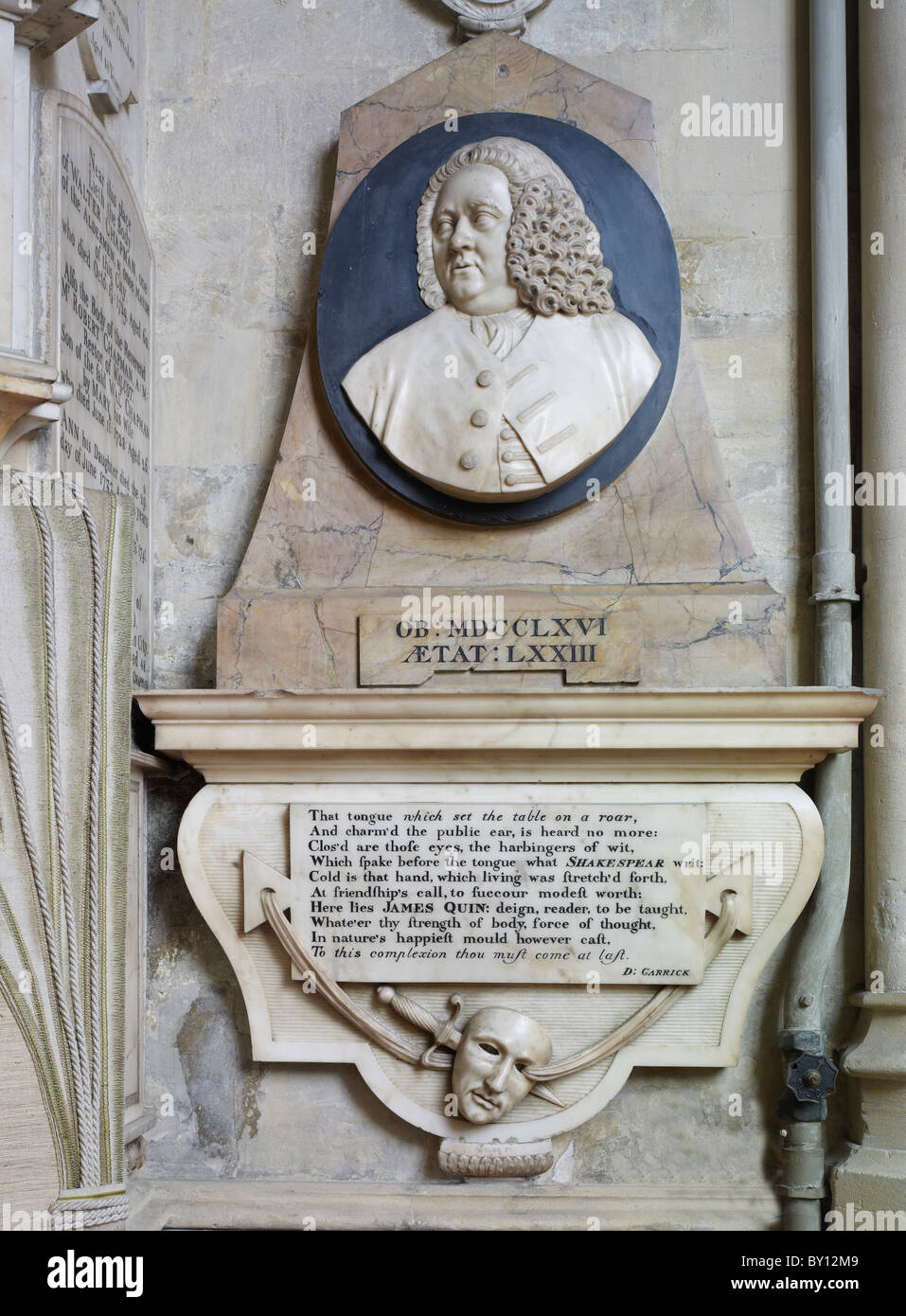 Bath Abbey, James Quin monument Stock Photo