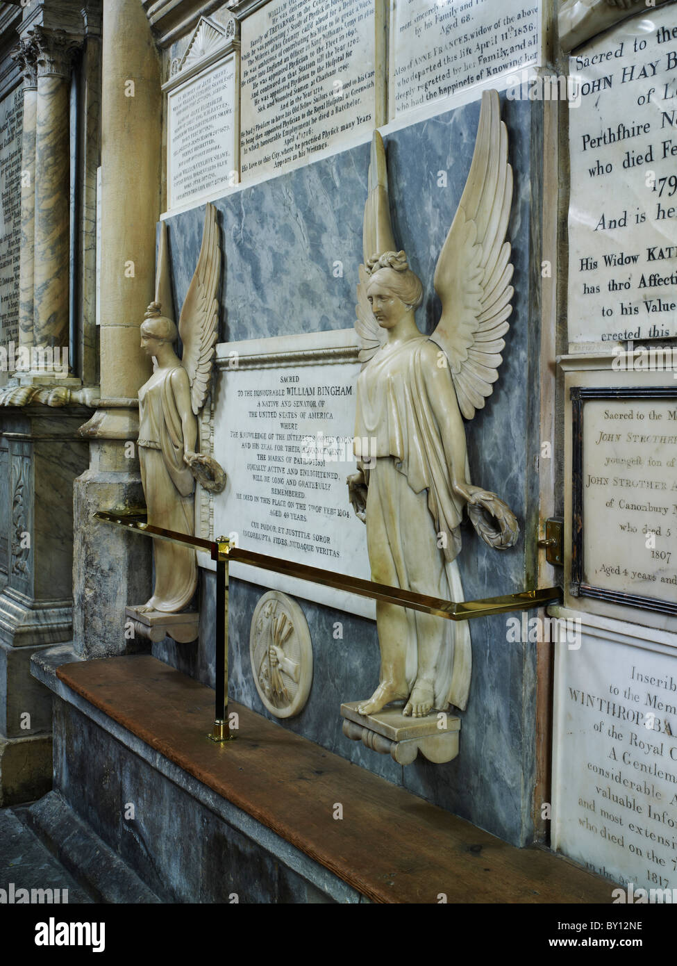 Bath Abbey, monument to William Bingham, US senator who died in Bath in