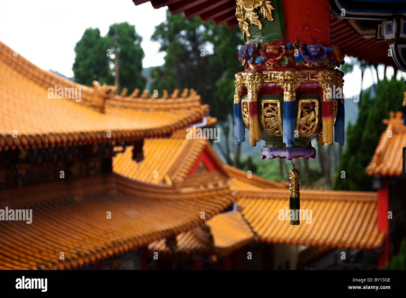 Details of the Wenwu Temple in Sun Moon Lake, Taiwan. Stock Photo