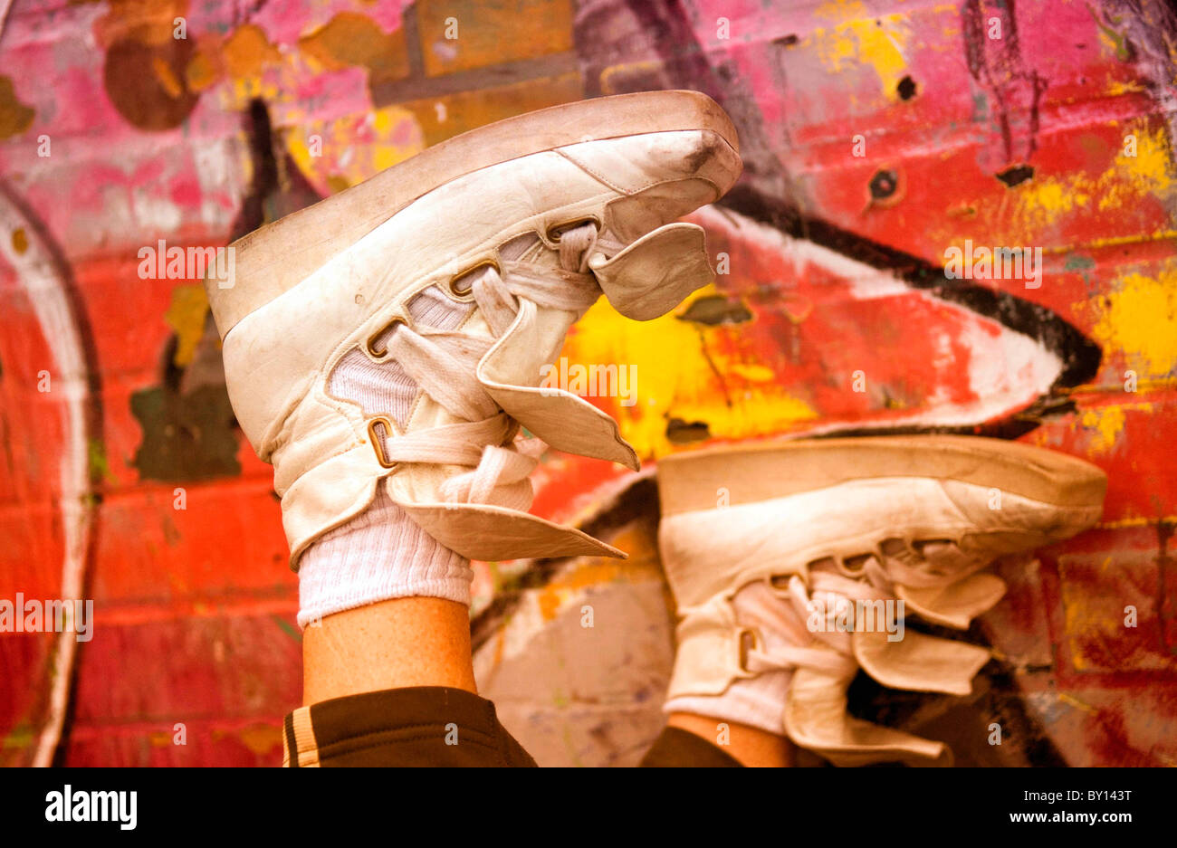 Original pair of 1980's Vivienne Westwood ballet style shoes. Stock Photo