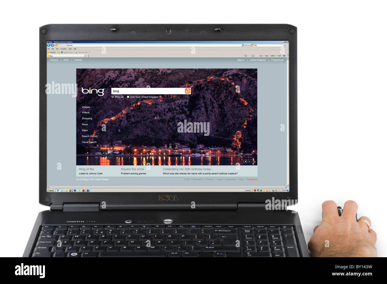 Performing a Bing search on a Laptop Computer, UK Stock Photo