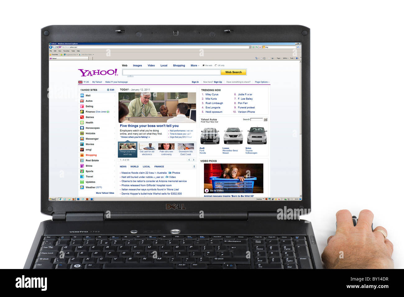 Browsing the Yahoo site on a Laptop Computer, USA Stock Photo - Alamy