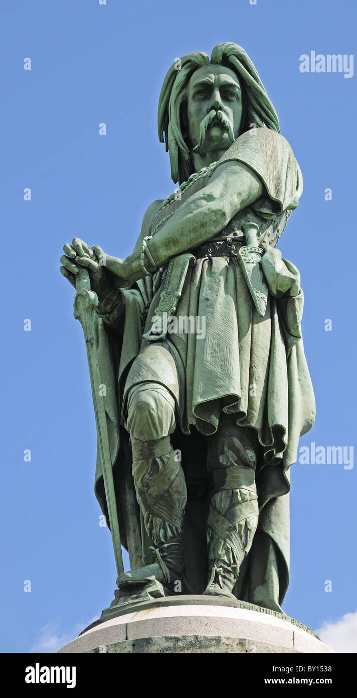 Monumental statue of Vercingetorix by Aime Millet on top of Mont Auxois above Alise-Sainte-Reine Cote d’Or Burgundy France Stock Photo