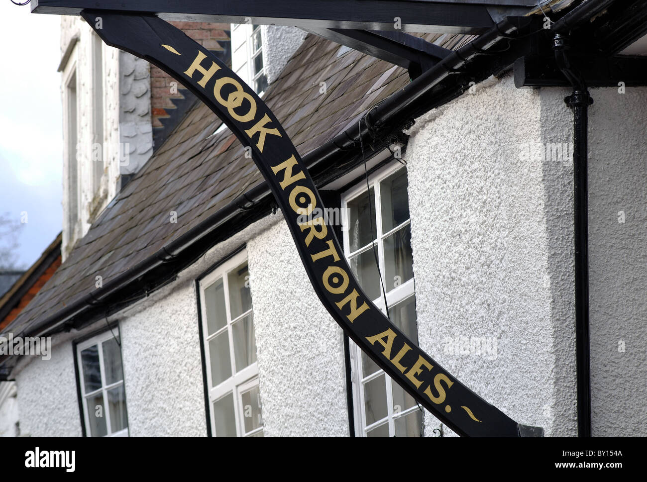 Detail of Ye Olde Reine Deer Inn, Banbury, Oxfordshire, UK Stock Photo