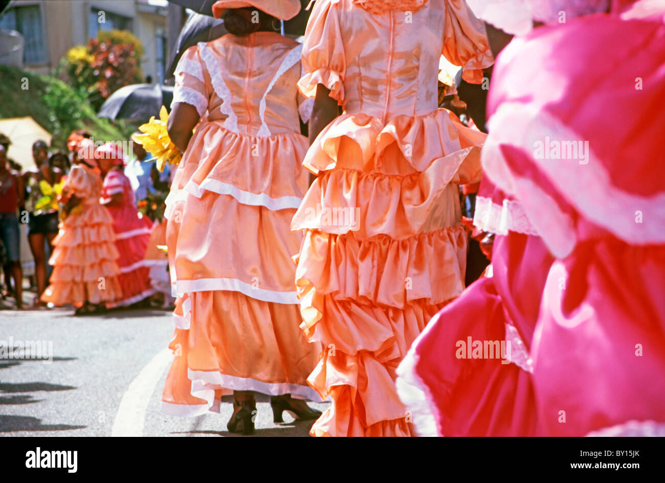 Tobago Heritage Festival 2006 - Female guests at The  'Ole Time' traditional wedding parade in Moriah Stock Photo