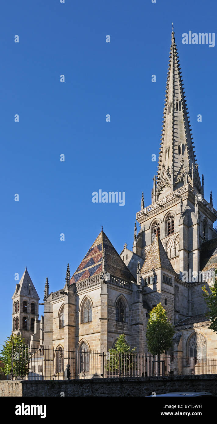 Exterior of Roman Catholic Cathedral of St Lazarus Autun France Cathedrale Saint Lazare Burgundy Stock Photo