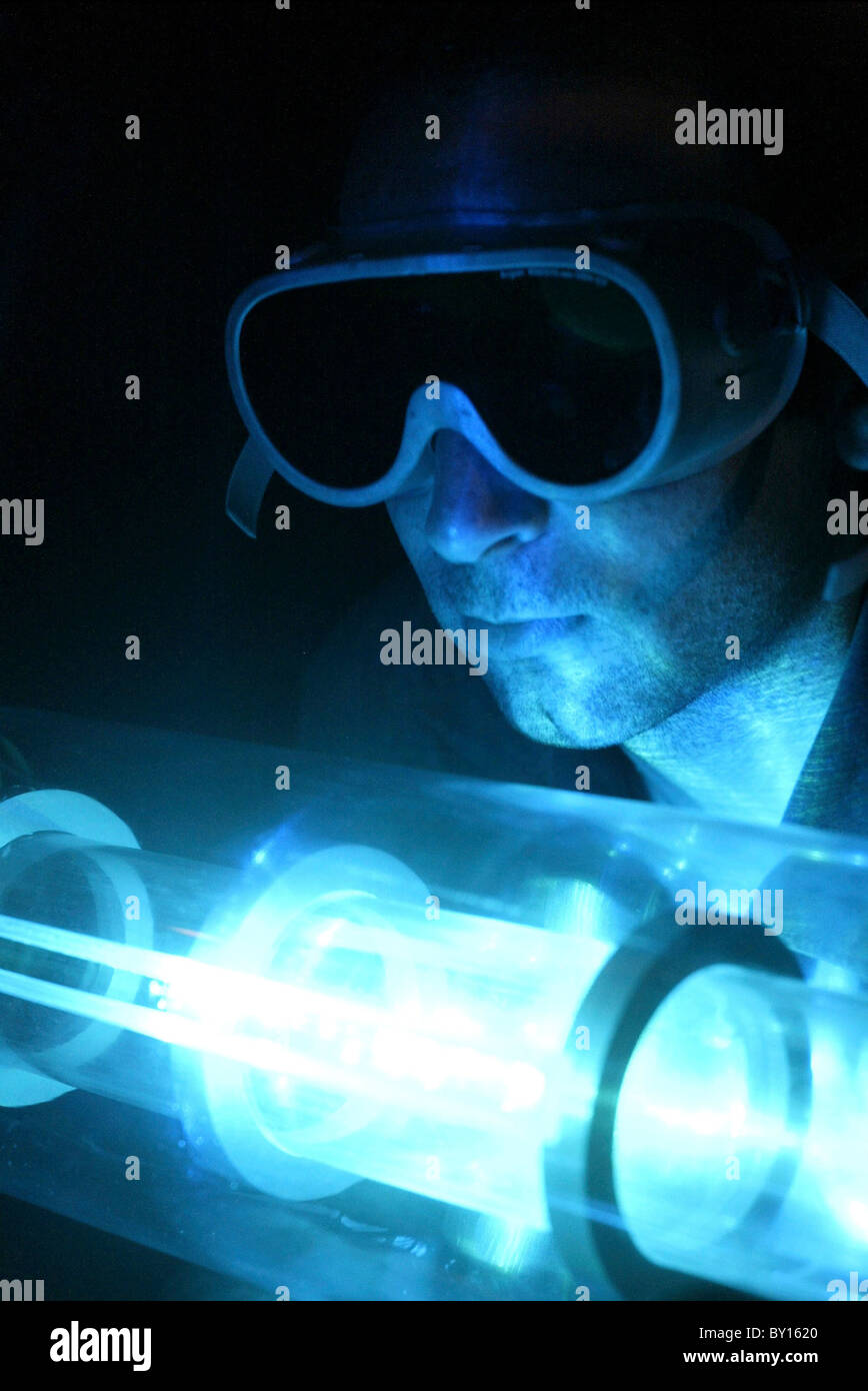 A laser experiment Stock Photo Alamy