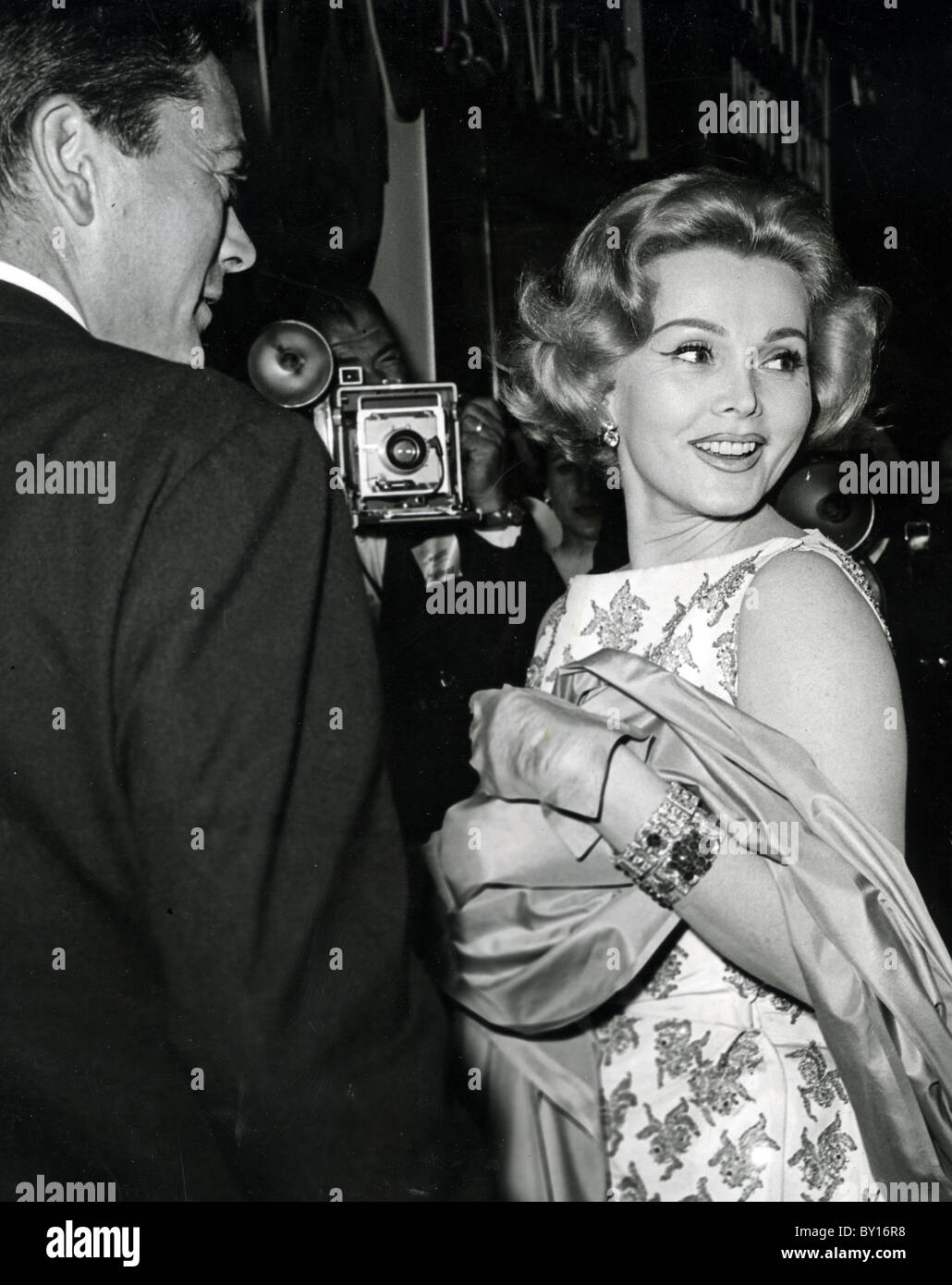 ZSA ZSA GABOR  Hungarian-American film actress with producer Pepi Lenzi about 1959 Stock Photo