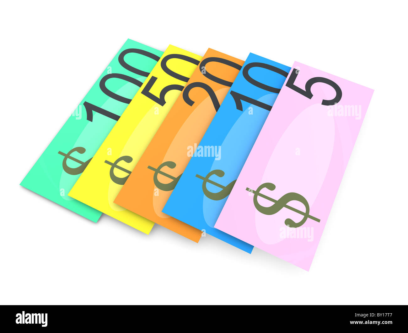 3d artist impression bank notes, isolated on white background Stock ...