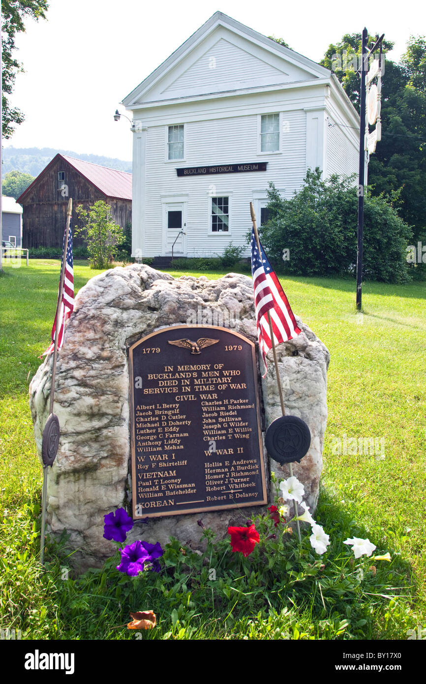Buckland, MA, Massachusetts Civil War Memorial on the town common Stock