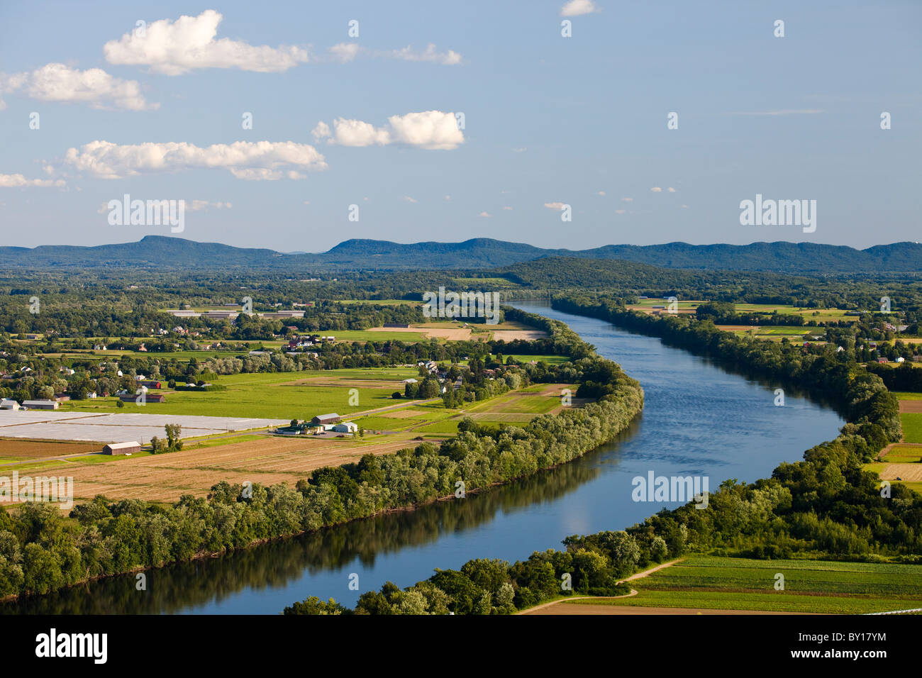 Connecticut River as viewed from Mt Sugarloaf in South Deerfield. Stock Photo