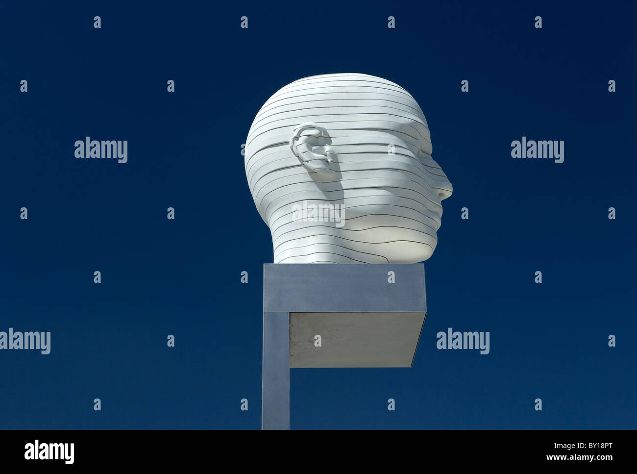 The installation -Heads, shifting- at the Forum in Adlershof, Berlin, Germany Stock Photo