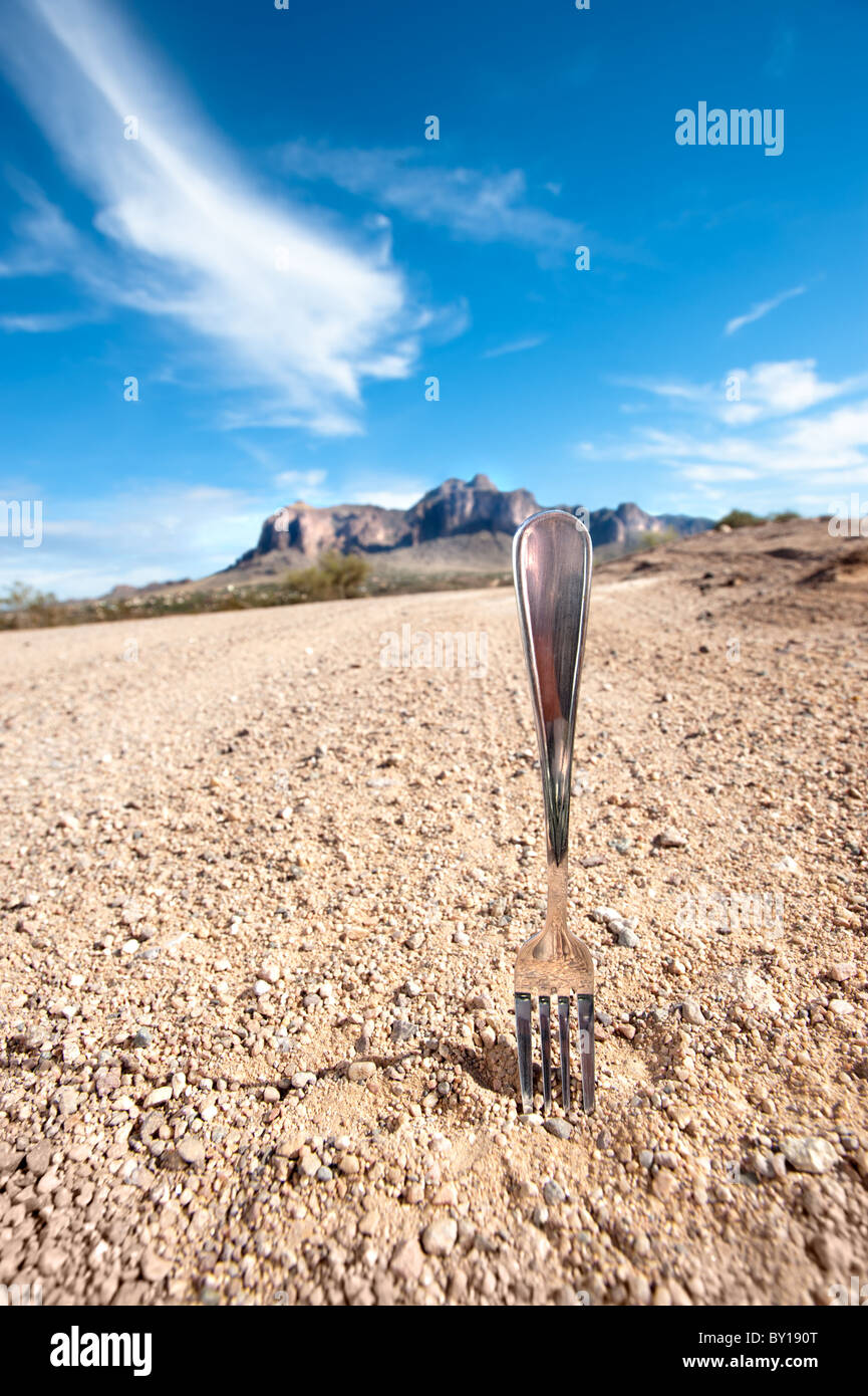 A fork in the road infers a decision point in ones life. Stock Photo