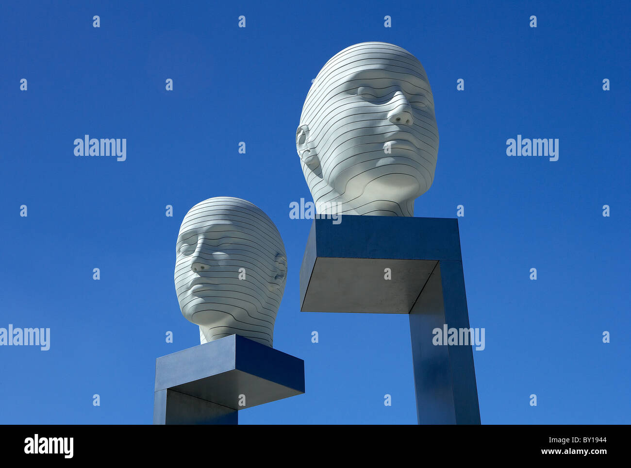 The installation -Heads, shifting- at the Forum in Adlershof, Berlin, Germany Stock Photo