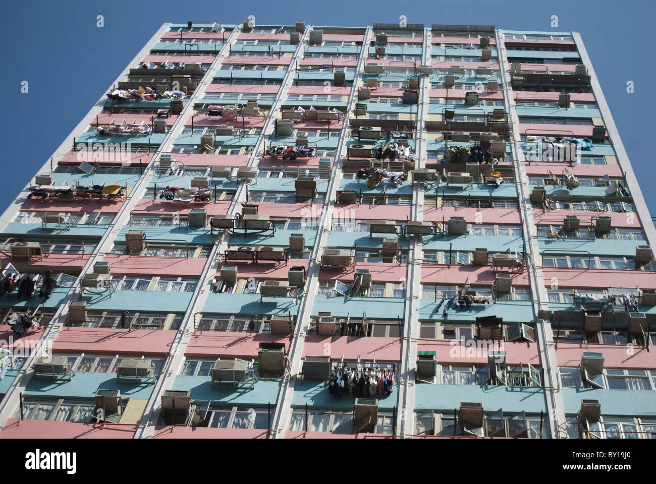 Colourful residential building in Hong Kong Stock Photo - Alamy