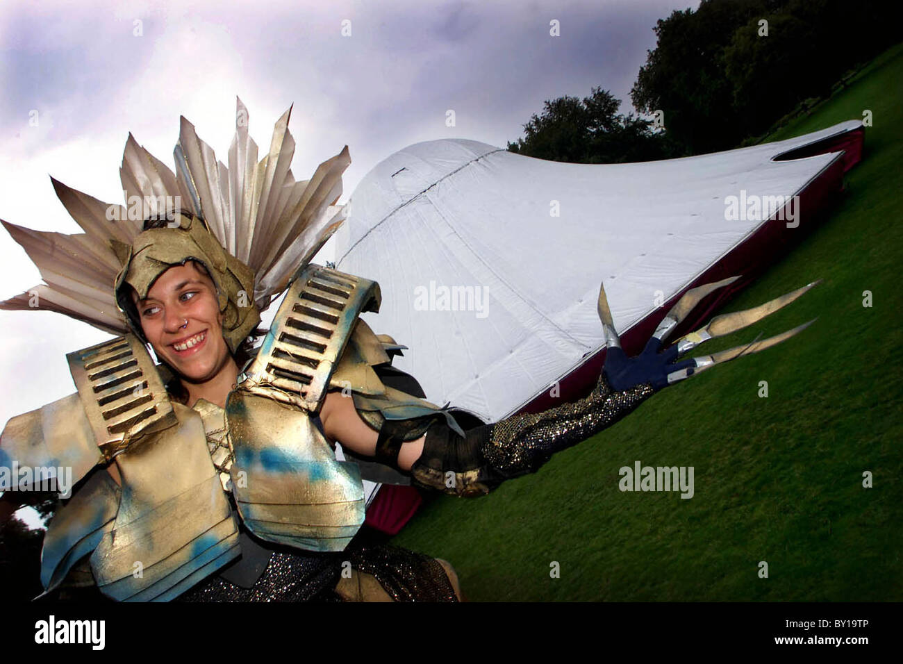 An Alien next to the No Fit State Circus tent. Stock Photo