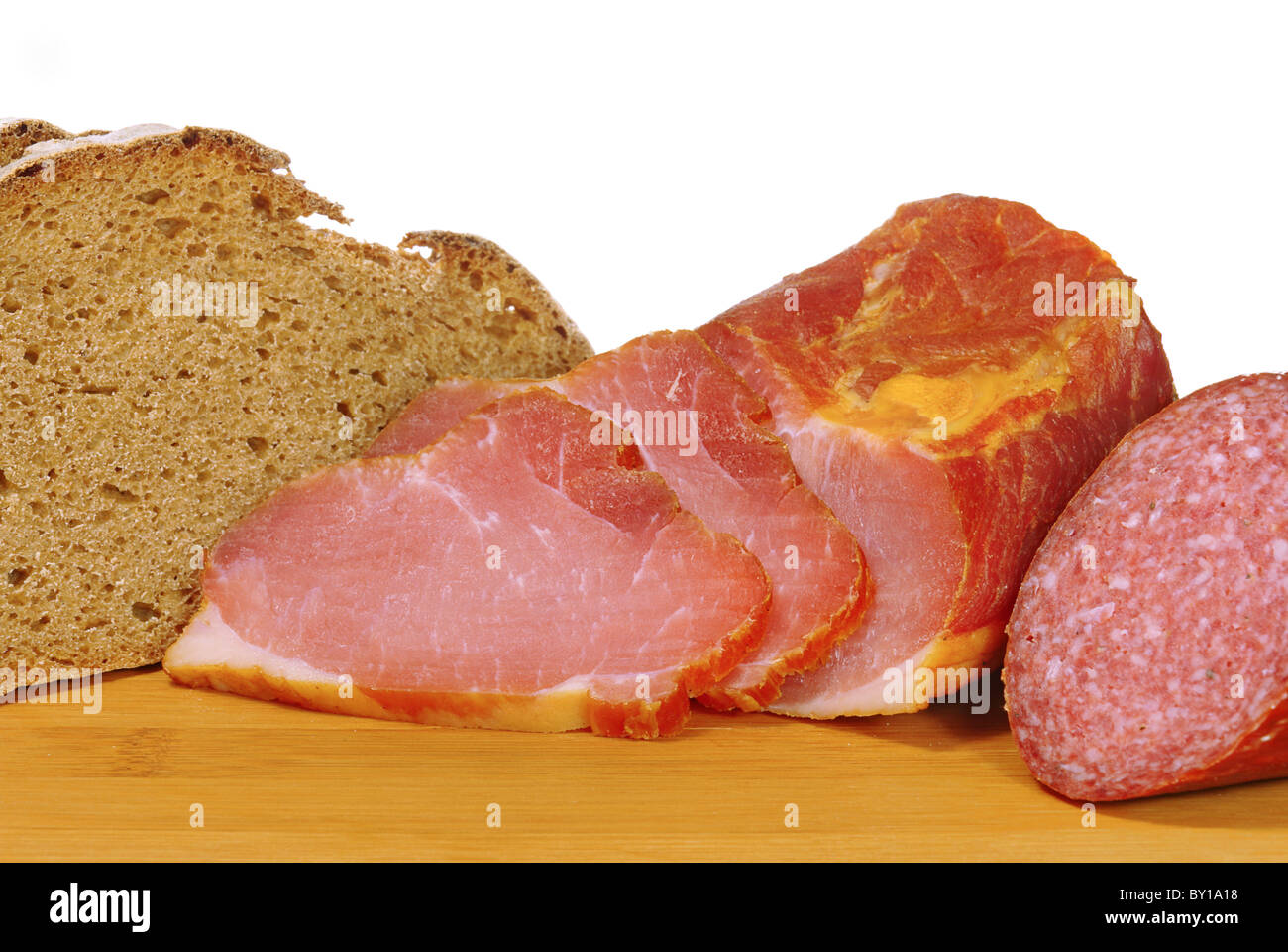 Schinken Brot Salami - ham bread salami 02 Stock Photo