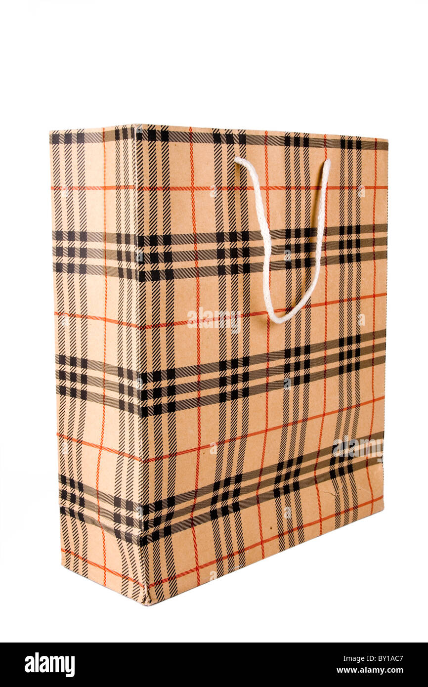 plaid Shopping Bag close up shot Stock Photo