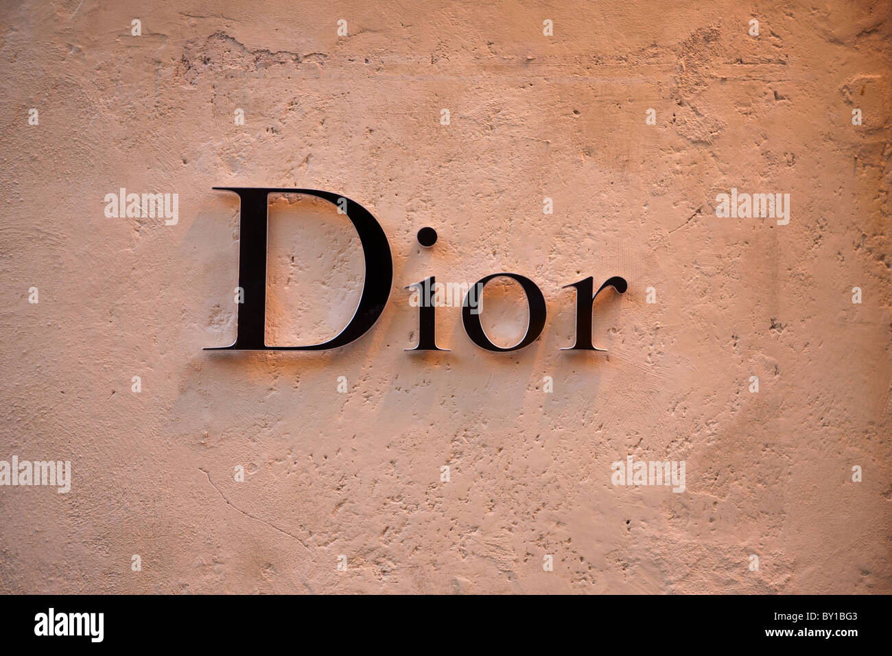 Christian Dior brand logo of company text sign wall of fashion clothing  industry facade of retail shop and store Stock Photo