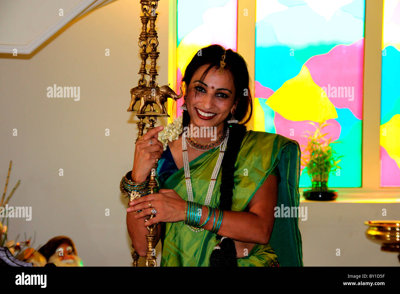 A portrait of smiling Indian woman Stock Photo - Alamy