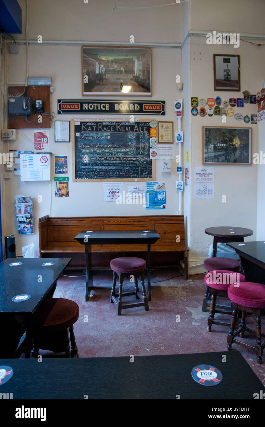 The Rat Race set up by CAMRA member Pete Morgan at Hartlepool Station is one of a growing number of 'micropubs' in the UK. Stock Photo