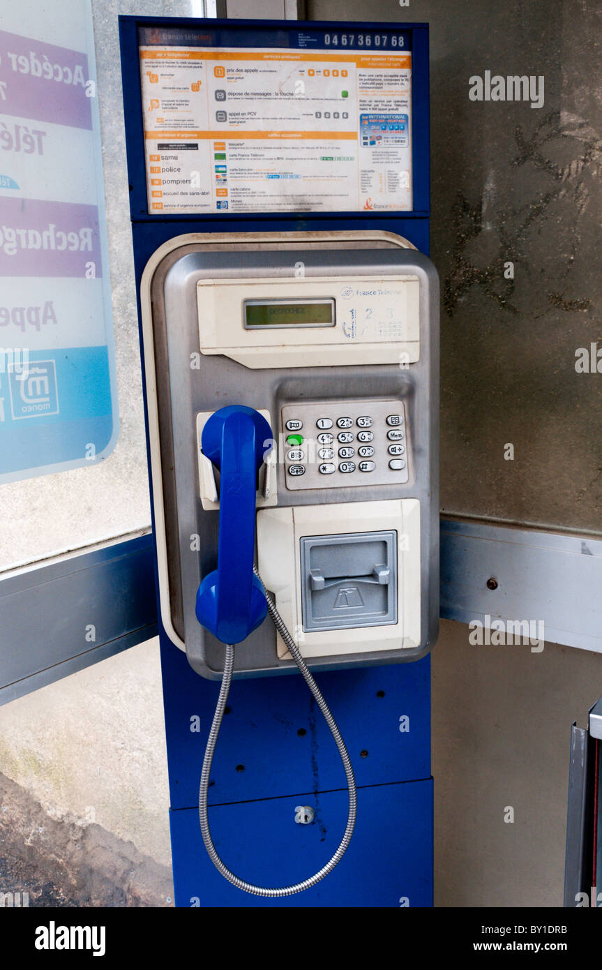 A French public telephone kiosk. Stock Photo