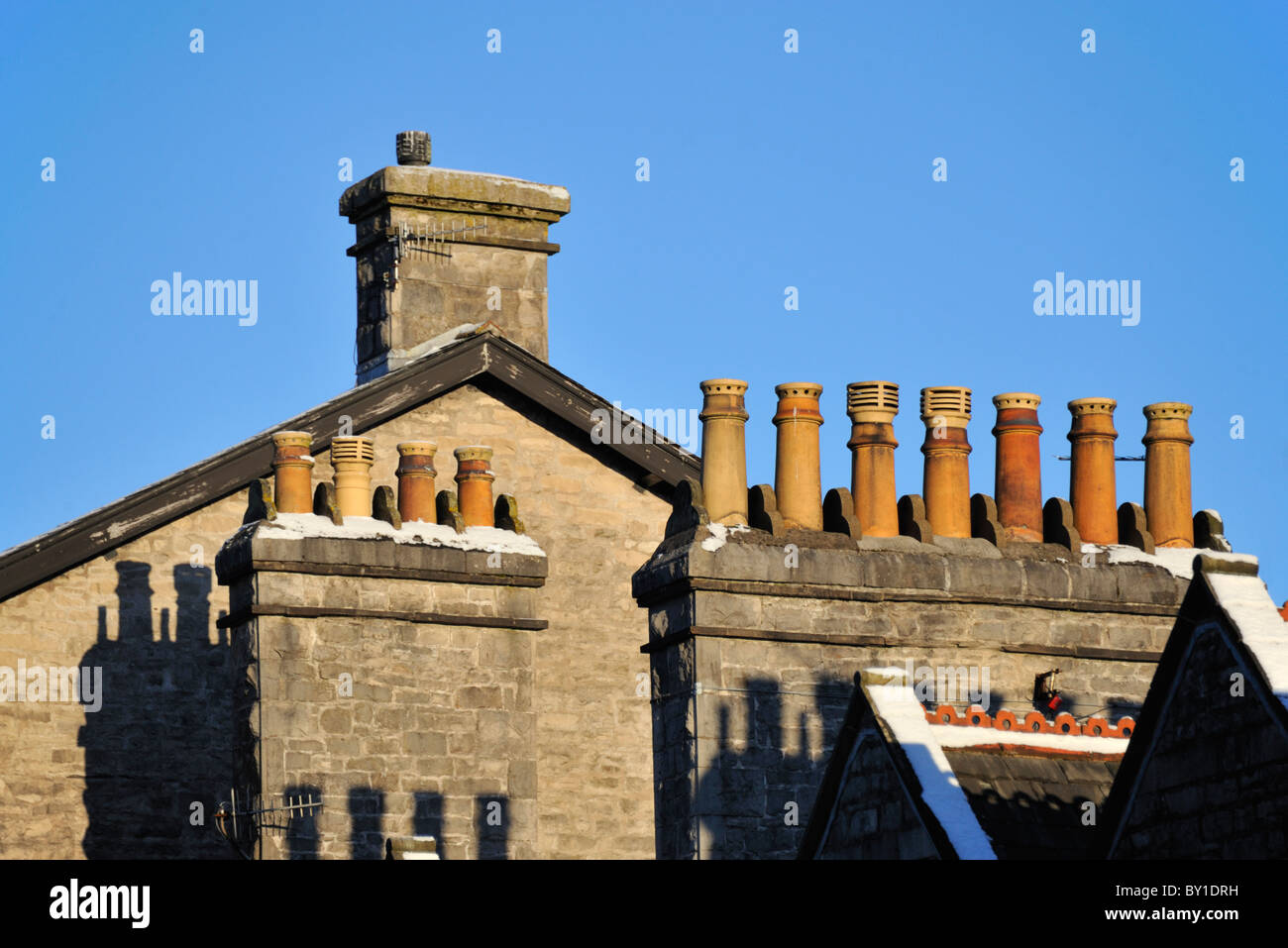 Rooftops and chimney pots. Aynam Road, Kendal, Cumbria, England, United