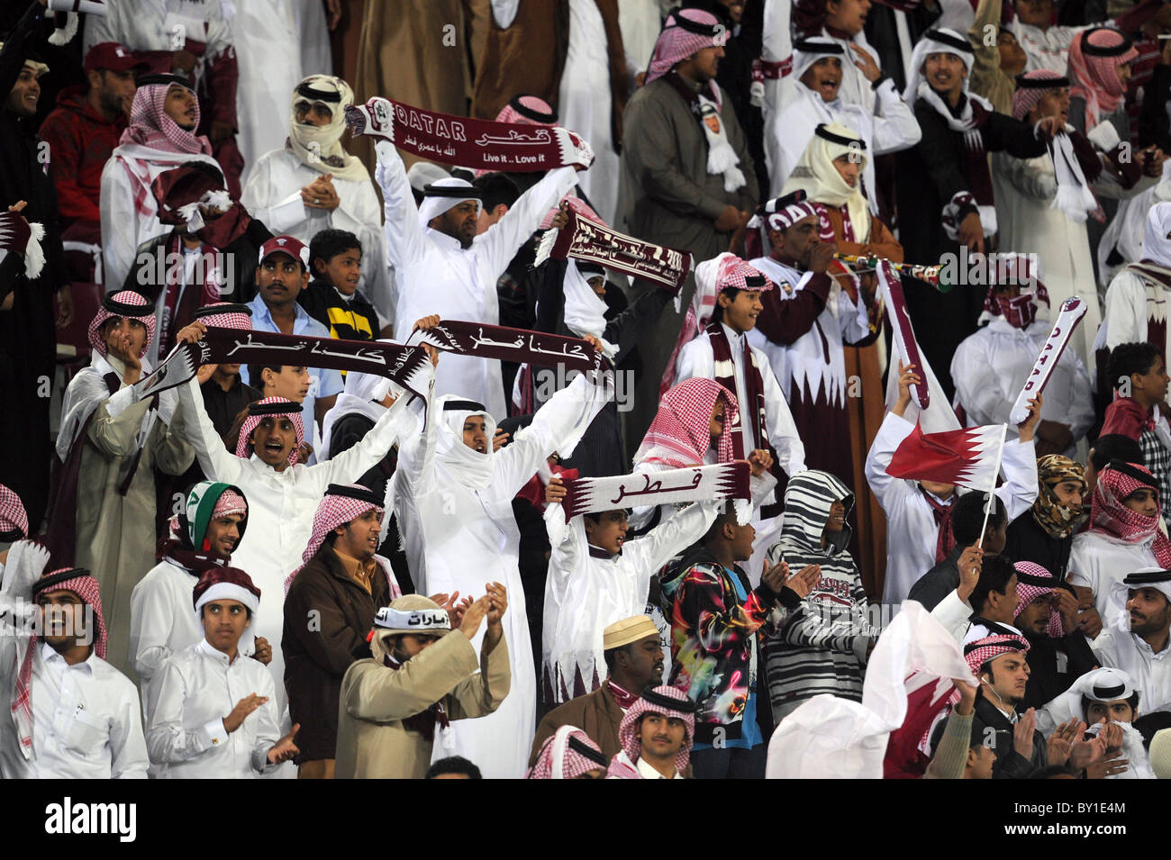 Football fans of Qatar Soccer Asian Cup 2011 Group A China v