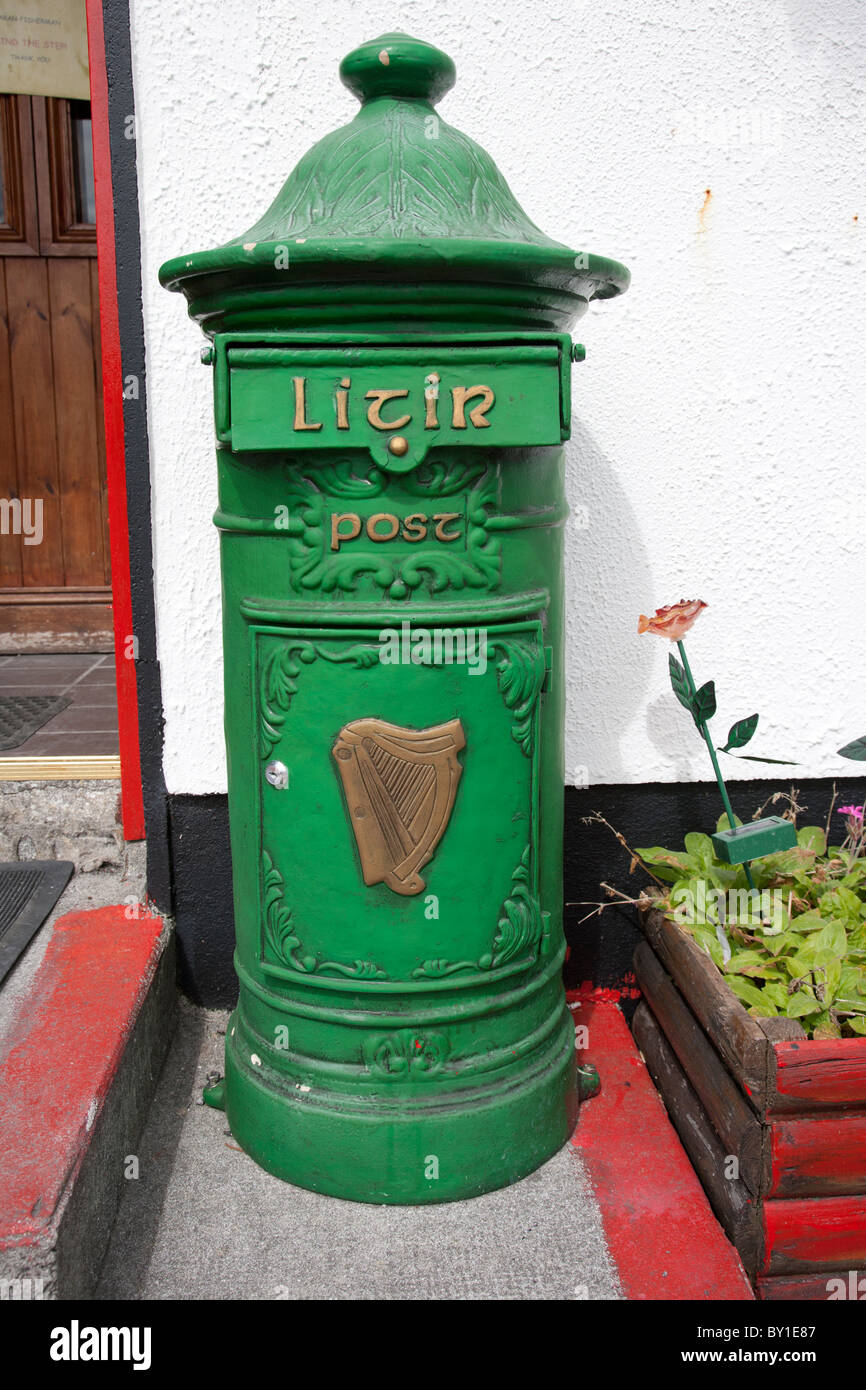 Old Fashioned Irish green Post Box Stock Photo