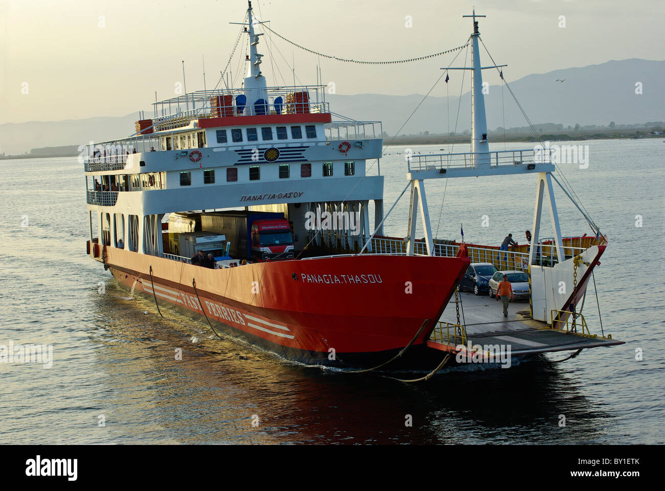 Greece ferry to Thassos Stock Photo - Alamy