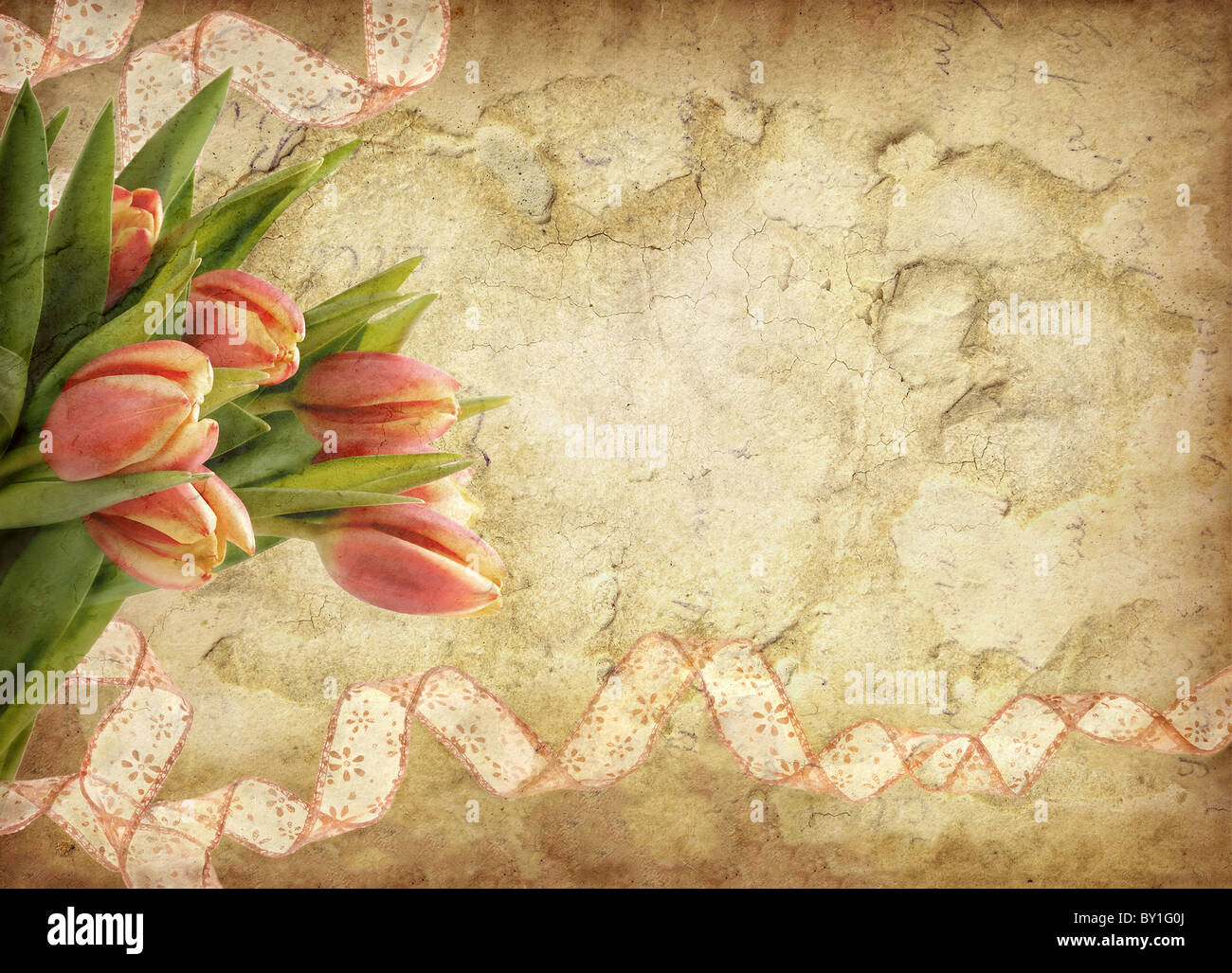 Grunge background with tulips Stock Photo - Alamy