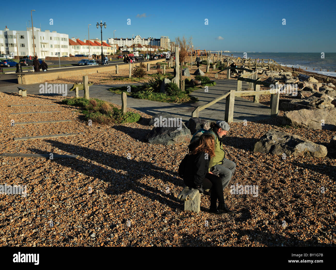 The drought garden Worthing beach. Stock Photo