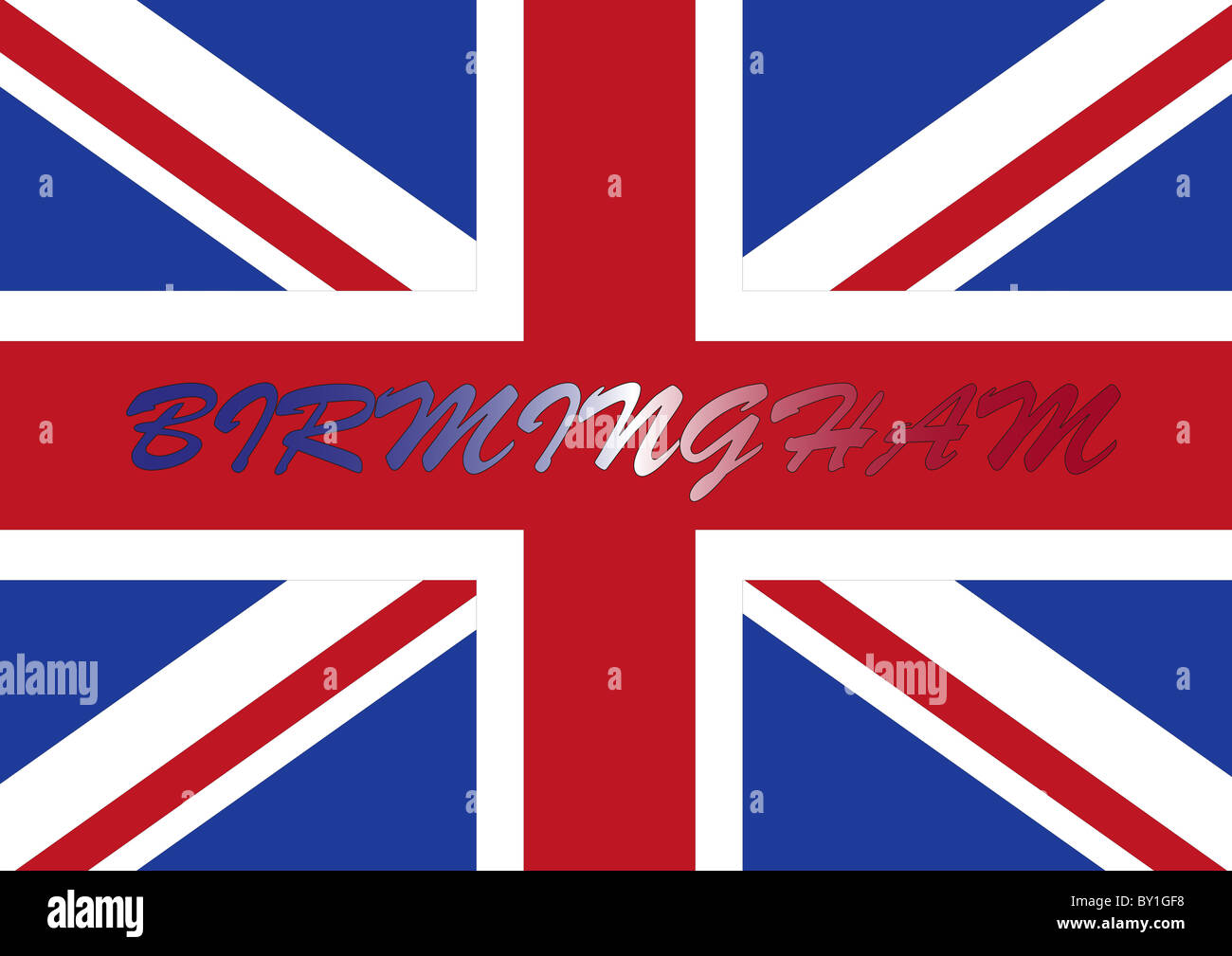 Birmingham with UK flag Stock Photo - Alamy