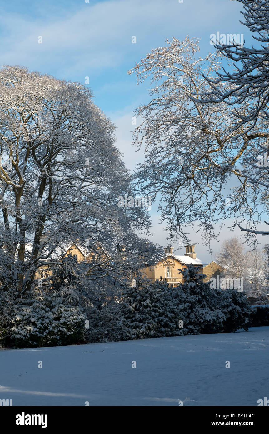 Winter Snow in Sydney Gardens Bath  Somerset UK Stock Photo