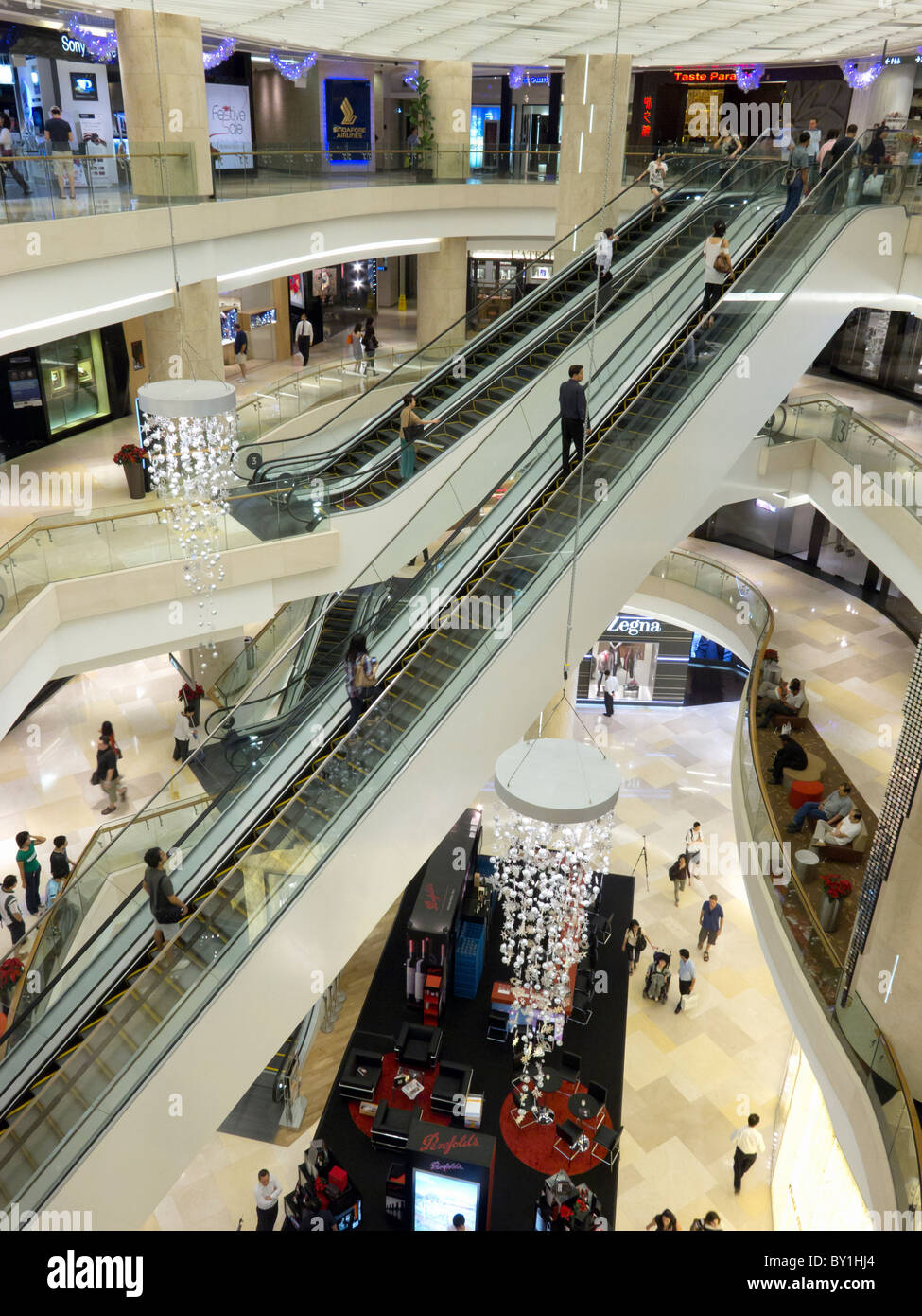 Interior view of modern shopping mall in Orchard Road in Singapore Stock Photo