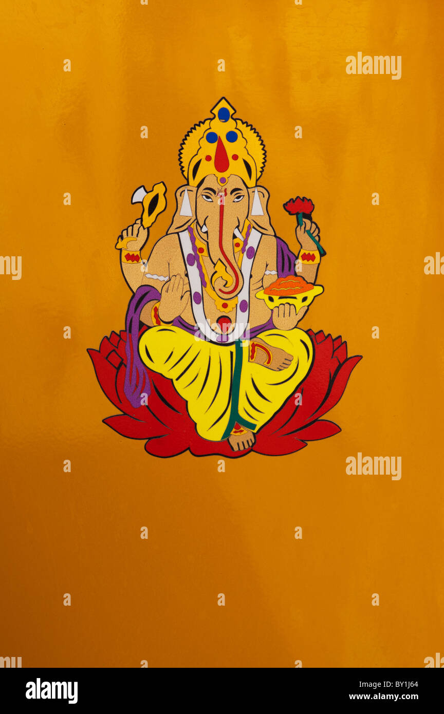 Lord Ganesha painting in blue back ground