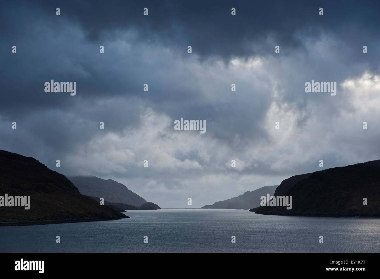 Stormy weather over Loch Seaforth, Isle of Lewis, Western Isles, Scotland Stock Photo