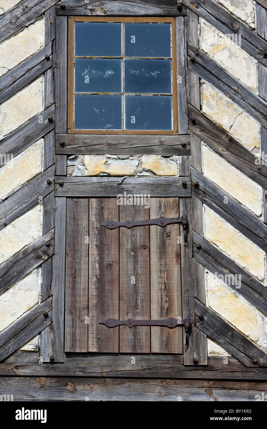 Sweden, Island of Gotland. Traditional wooden framed windows on ...