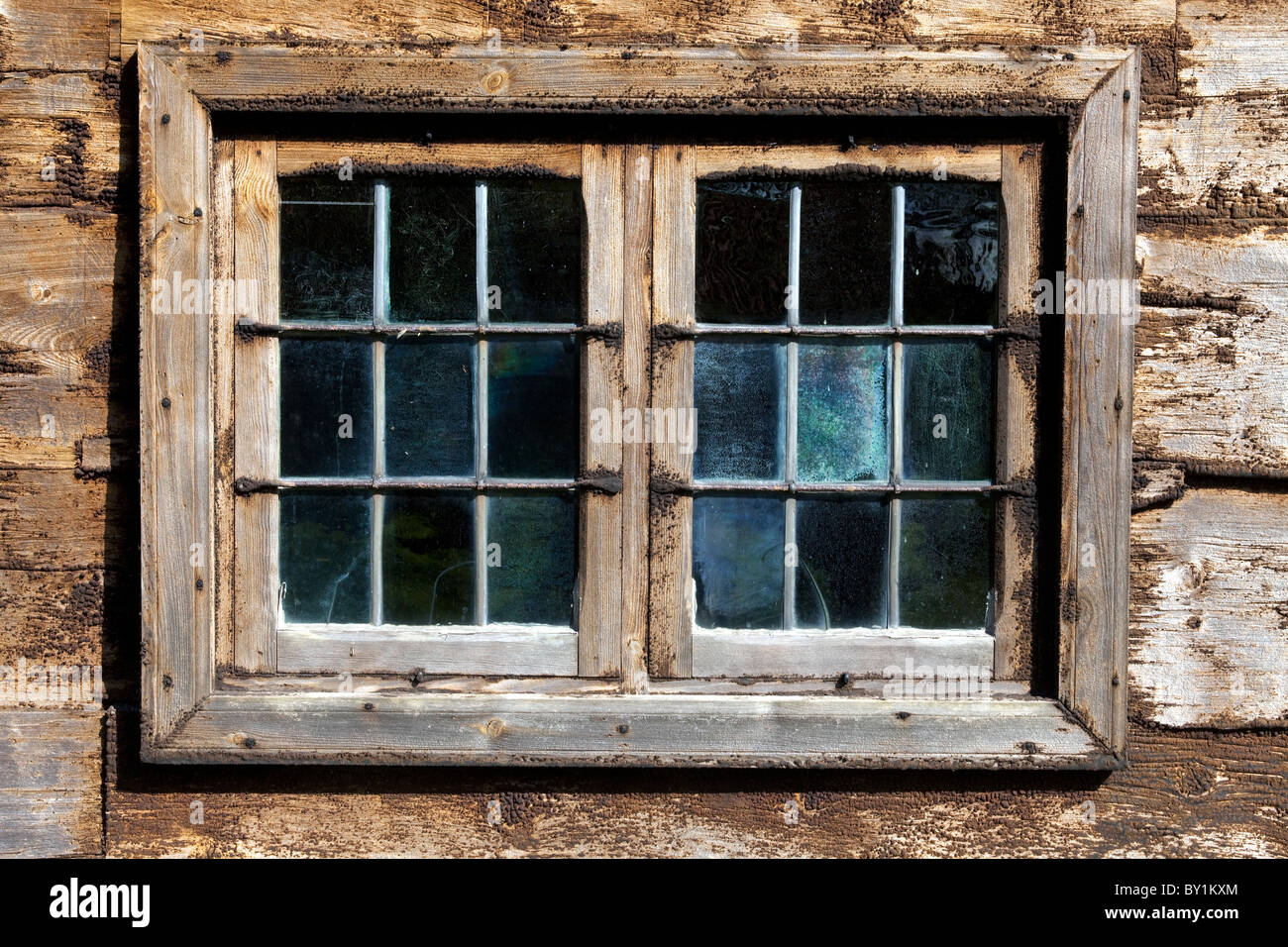 Sweden, Island of Gotland. Traditional wooden framed windows on ...