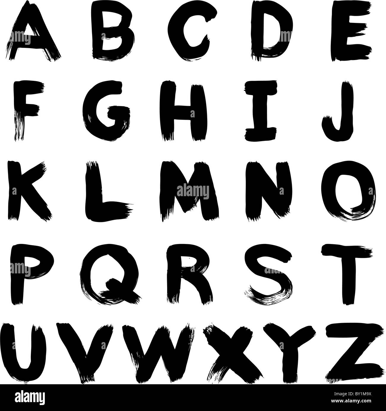 A set of brushstroke letters - alphabet Stock Photo - Alamy