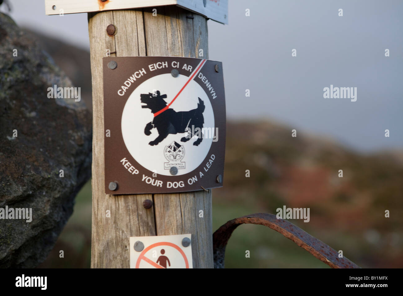 Signage on the route of a walk in Wales Stock Photo - Alamy