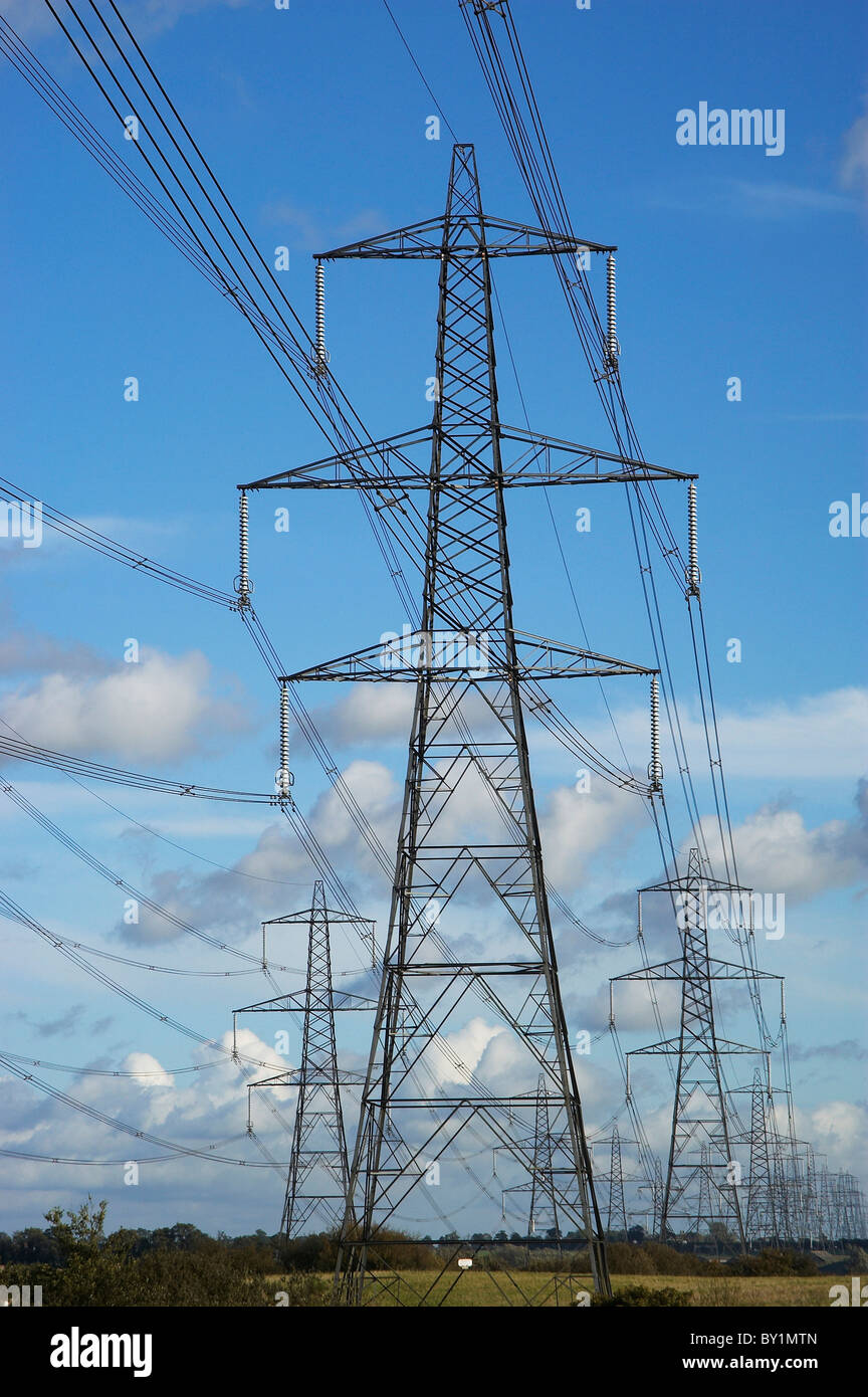 Power lines UK Stock Photo - Alamy