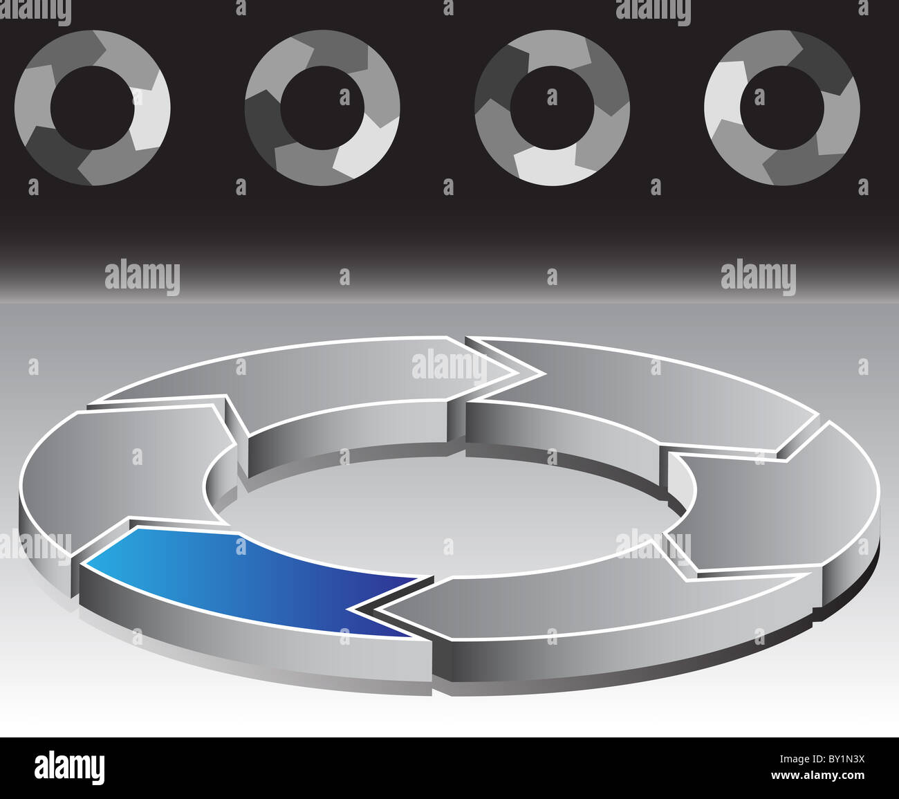 An image of a Circle Chart with Six Arrows Stock Photo Alamy